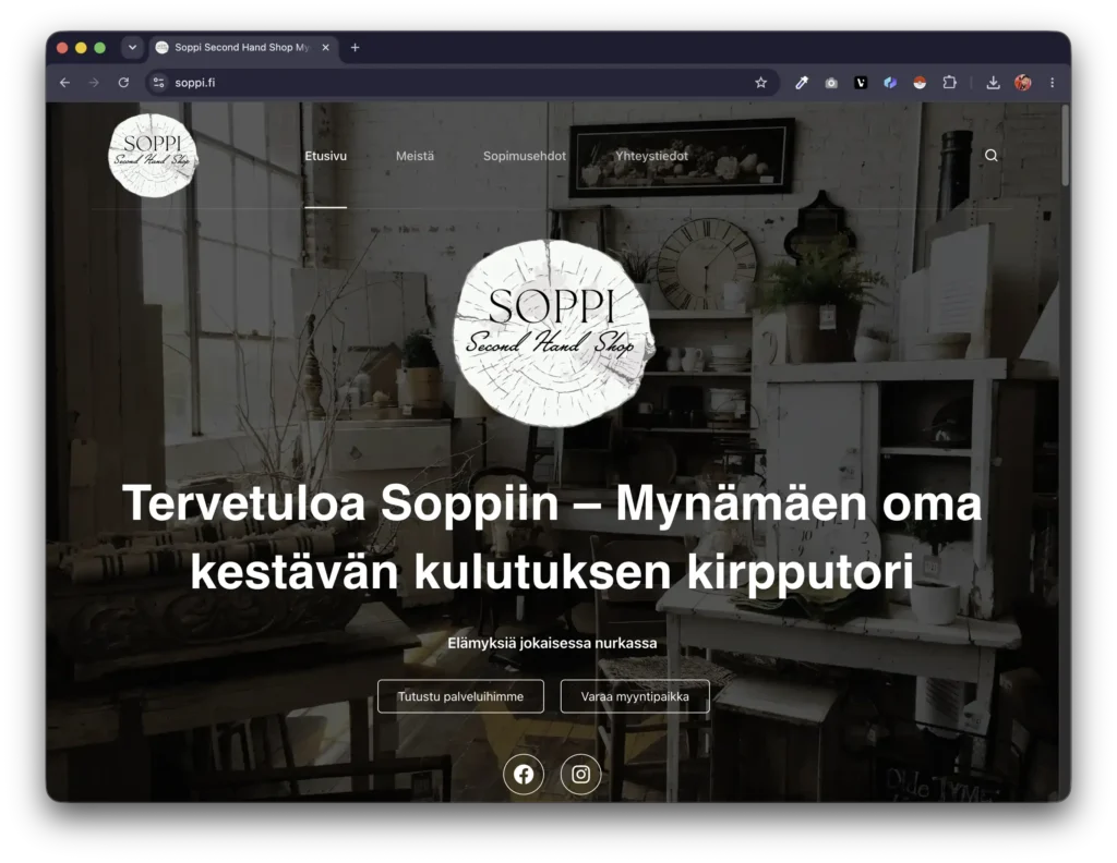 Soppi home page mock up